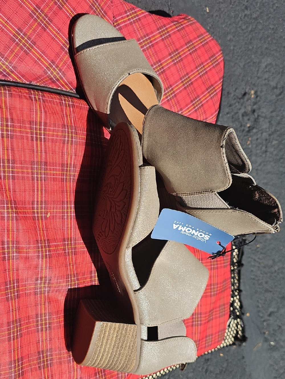 Sonoma Taupe Block Heel Sandals with Open Toe